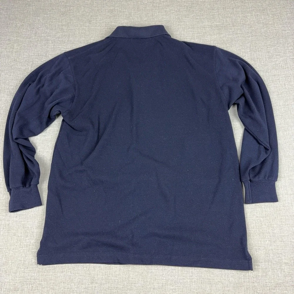 Vintage Polo Sport Ralph Lauren 80s Shirt Mens XL Blue Cotton Knit Long Sleeve
